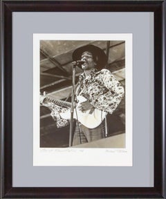 Retro "Jimi at Woburn Festival 1968" framed B&W photograph by Michael Putland 