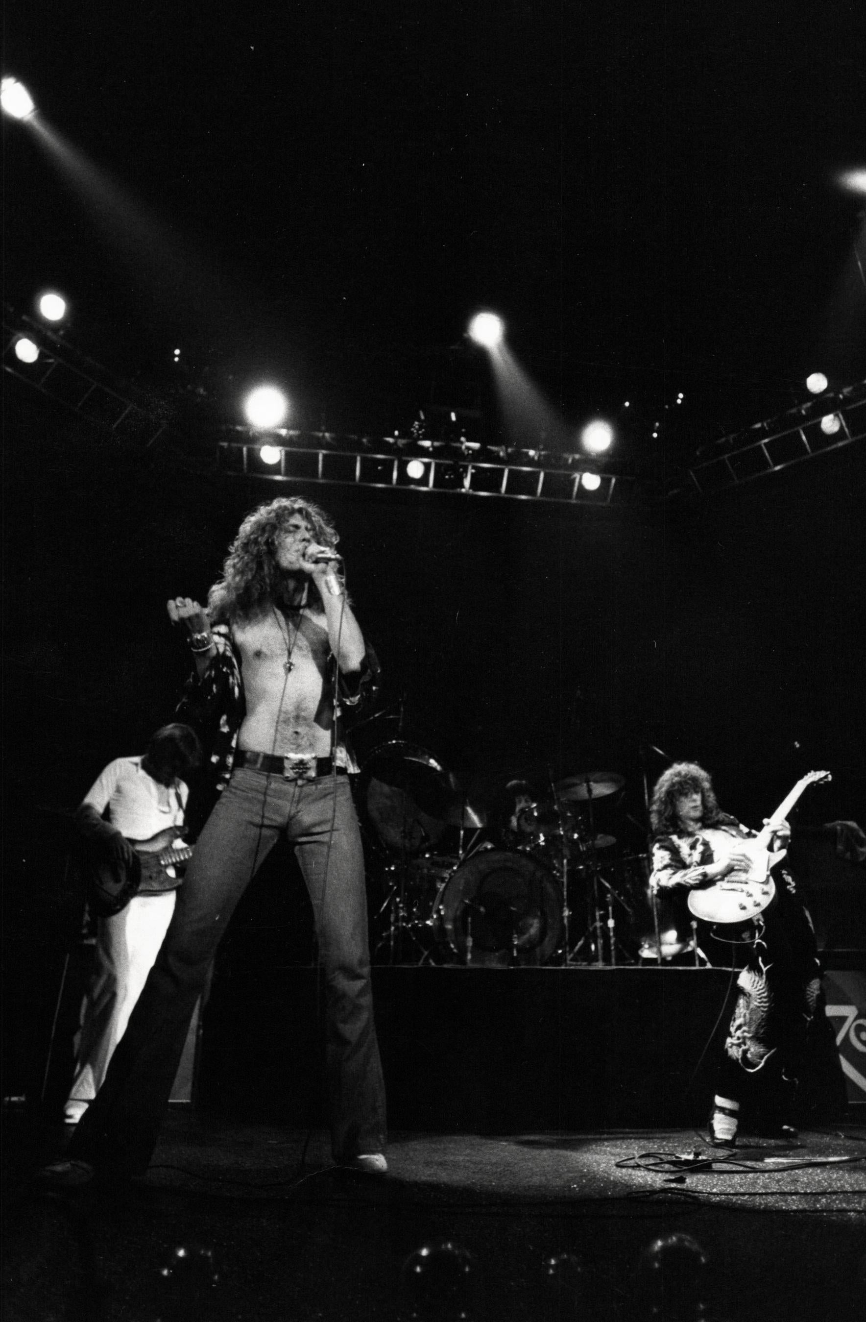 Michael Putland Black and White Photograph - Led Zeppelin Rocking Out on Stage II Vintage Original Photograph