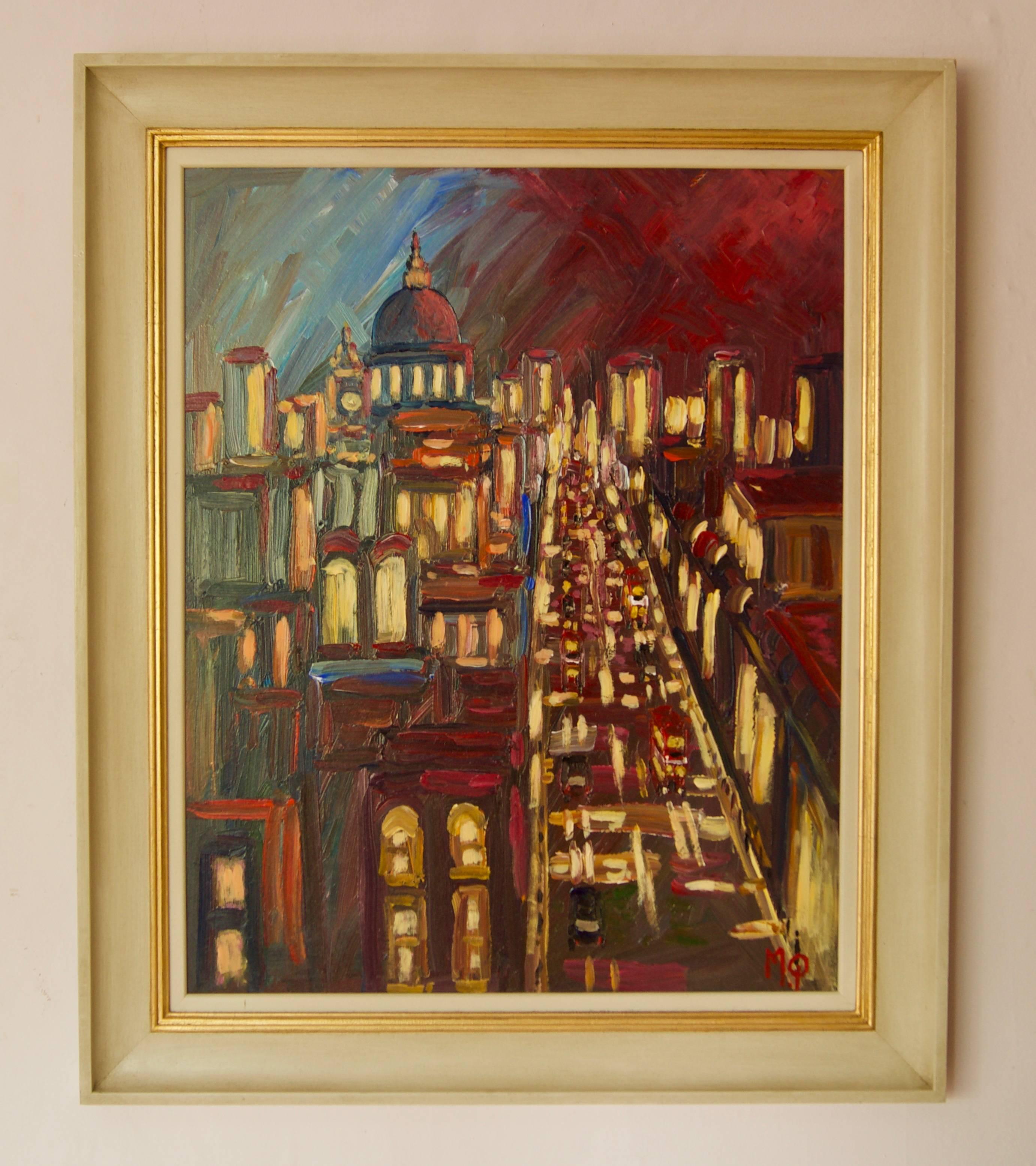La ciudad de Londres a primera hora de la mañana - Acrílico de finales del siglo XX por Michael Quirke en venta 1