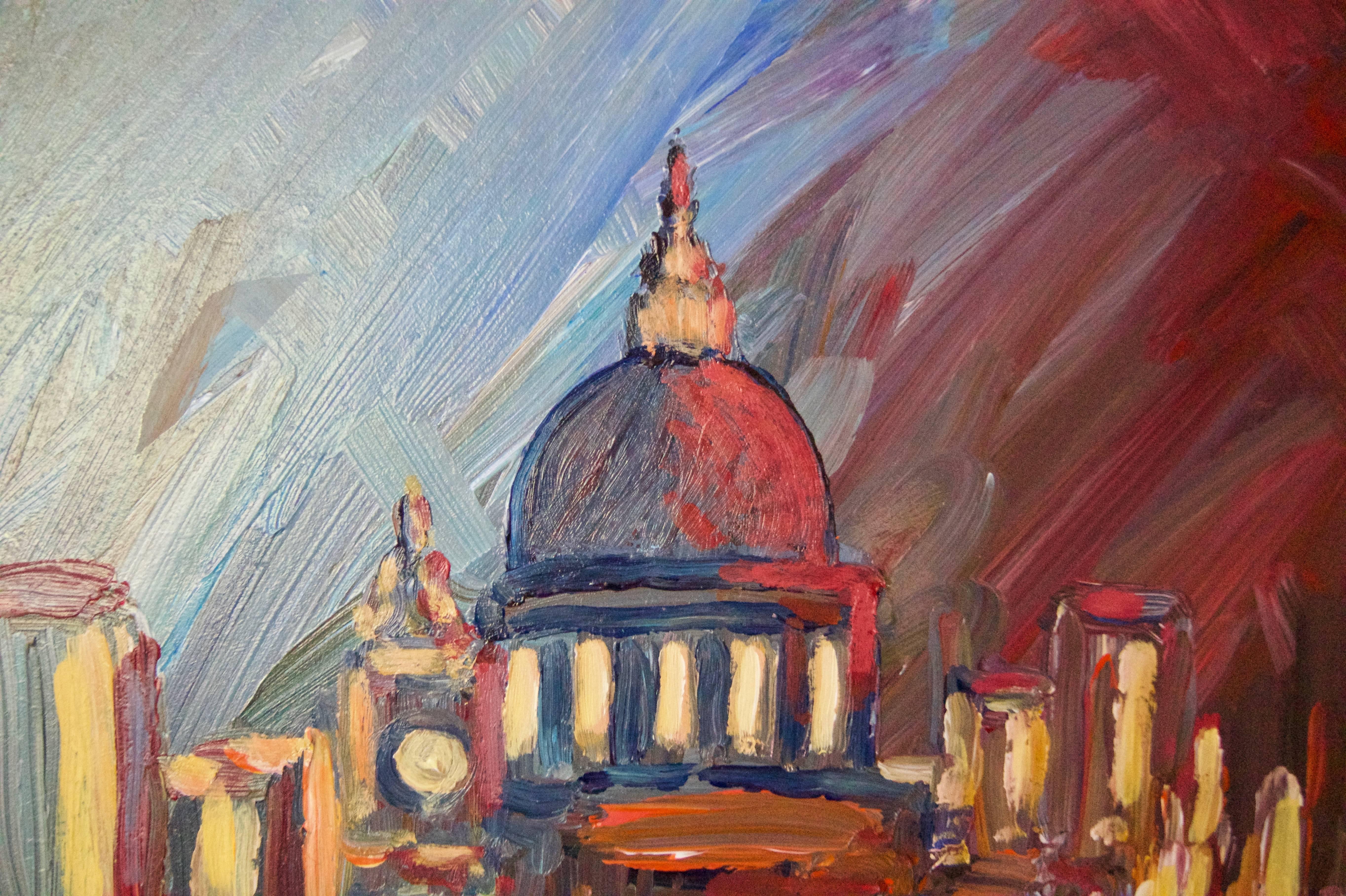 Early Morning City Of London - Late 20th Century Acrylic by Michael Quirke For Sale 2