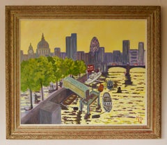 Early Morning River Thames - Early 21st Century Impressionist Piece of London