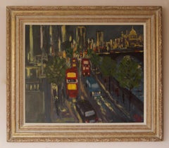 Evening Embankment - Spätes 20. Jahrhundert Impressionist Acryl Stück von London