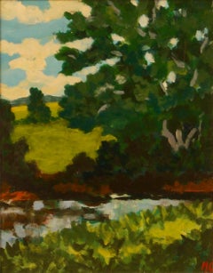 Landscape - Late 20th Century Impressionist Acrylic on Board by  Michael Quirke