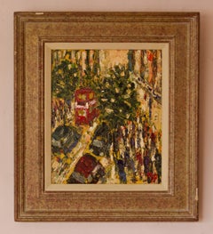 Shopping tardivo in Oxford Street - Fine del XX secolo  Acrilico impressionista