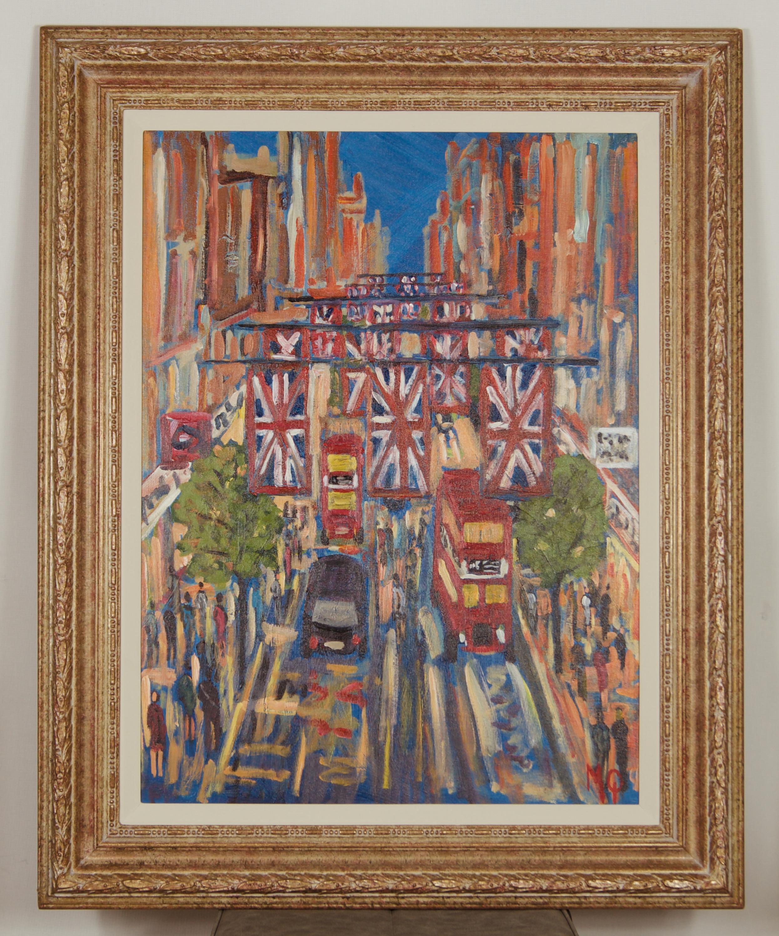 Oxford Street London - Late 20th Century Impressionist Acrylic by Michael Quirke 1