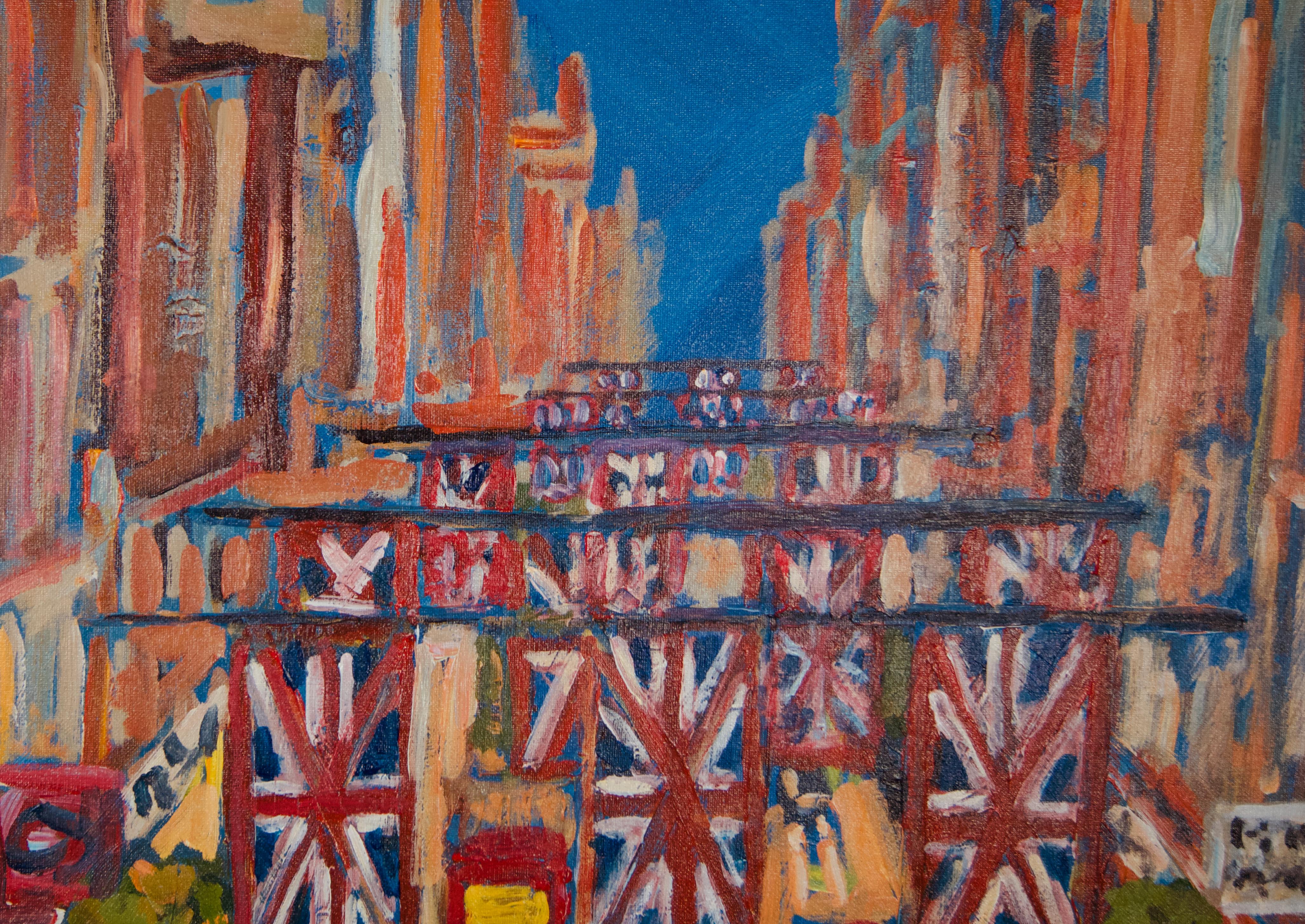 Oxford Street London - Late 20th Century Impressionist Acrylic by Michael Quirke For Sale 2