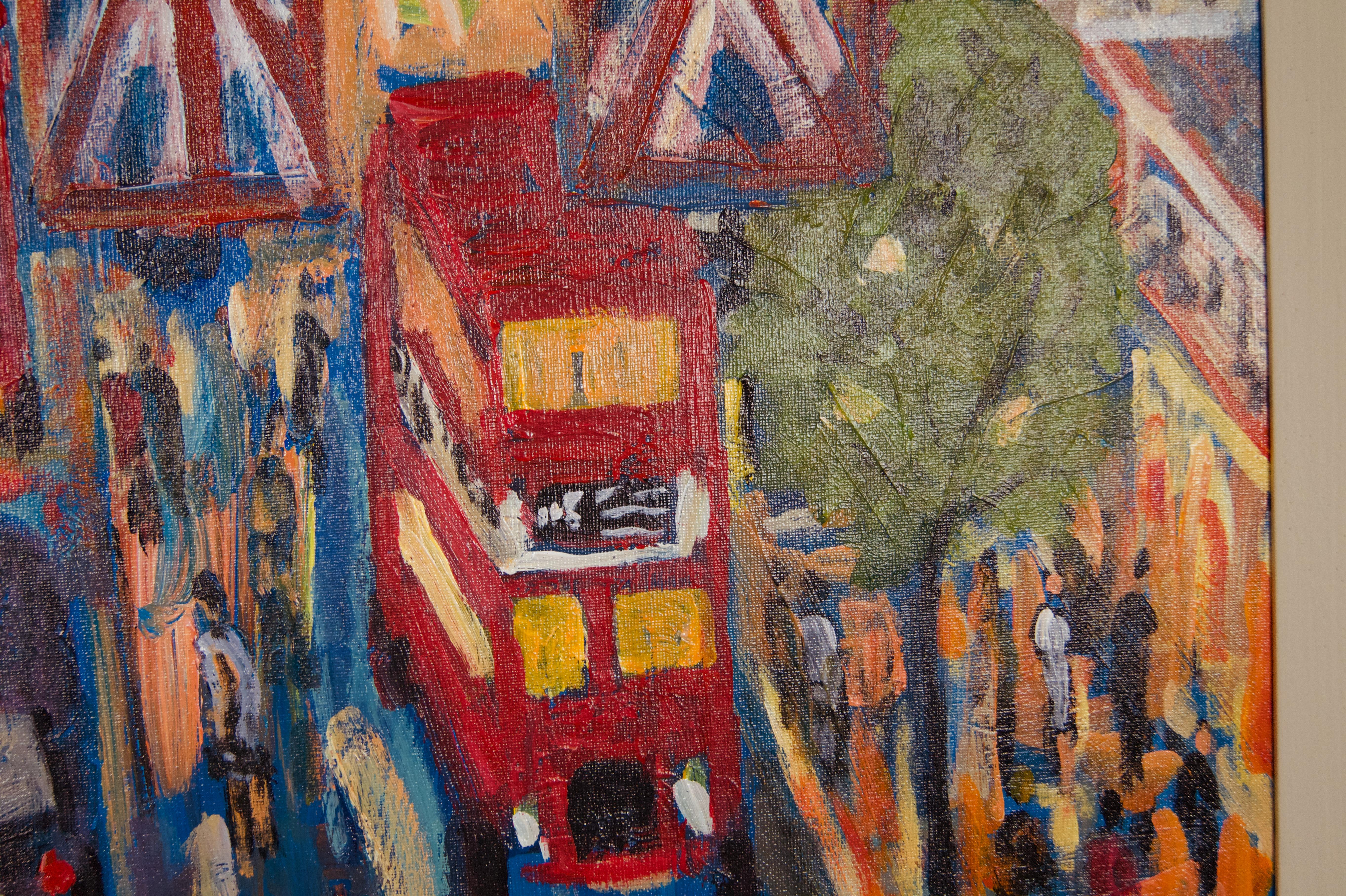Oxford Street London - Late 20th Century Impressionist Acrylic by Michael Quirke For Sale 4