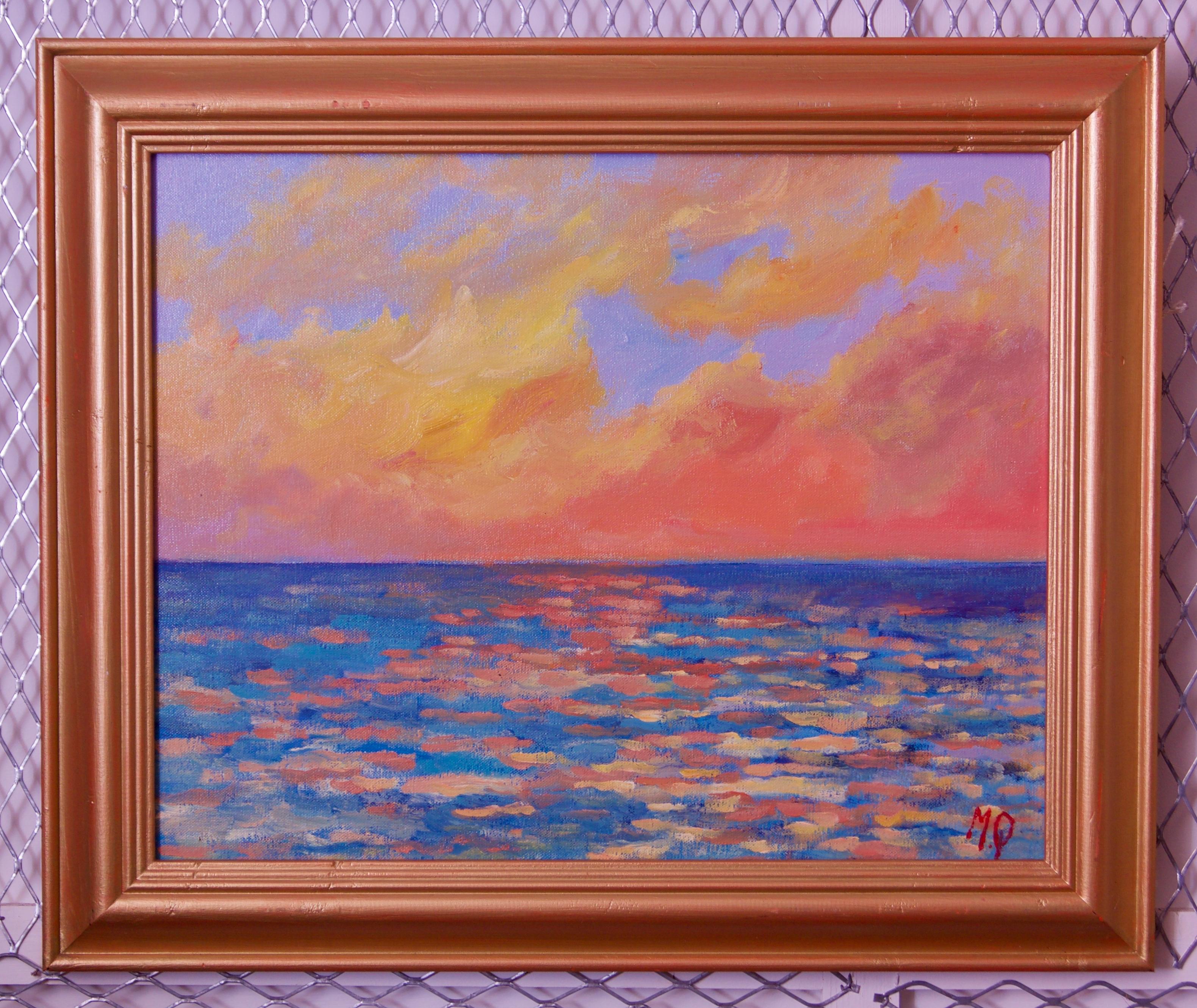 Sonnenuntergang vom Porthmeor Beach - St. Ives - Acryl von Quirke, spätes 20. Jahrhundert – Painting von Michael Quirke