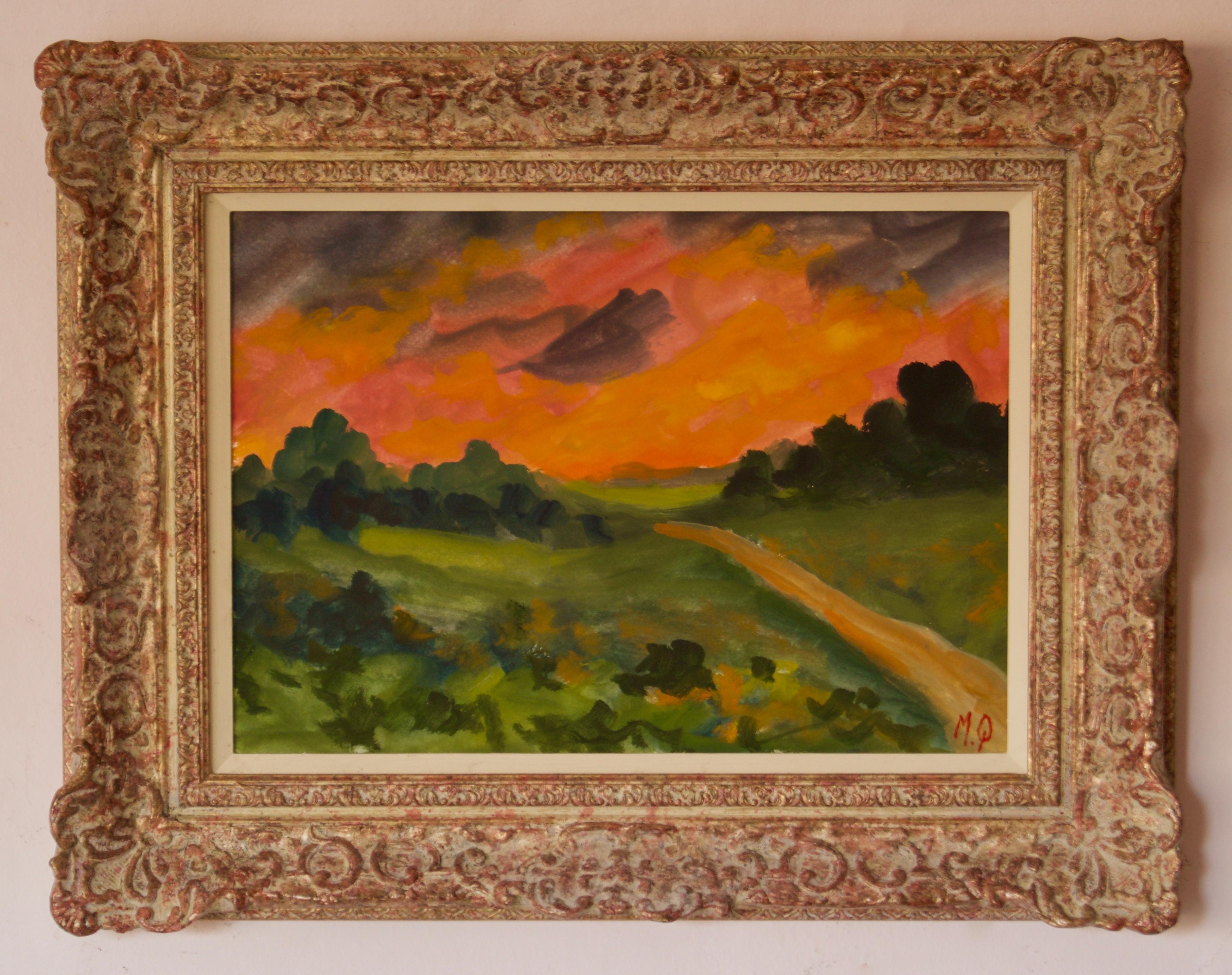 Tramonto in campagna - Opera impressionista del primo Novecento di Michael Quirke in vendita 1