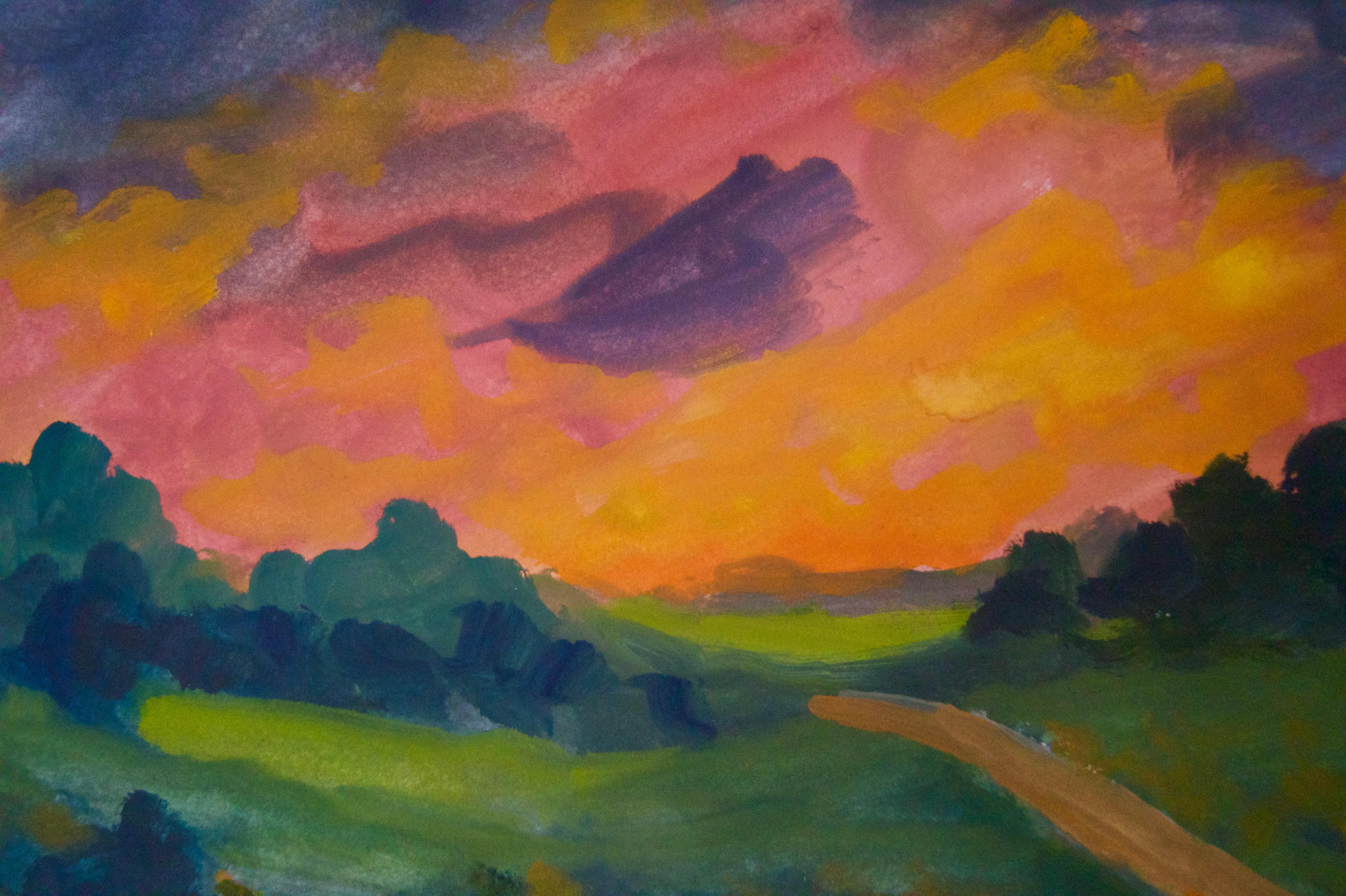 Sunset in the Country - Early 20th Century Impressionist Piece by Michael Quirke For Sale 2