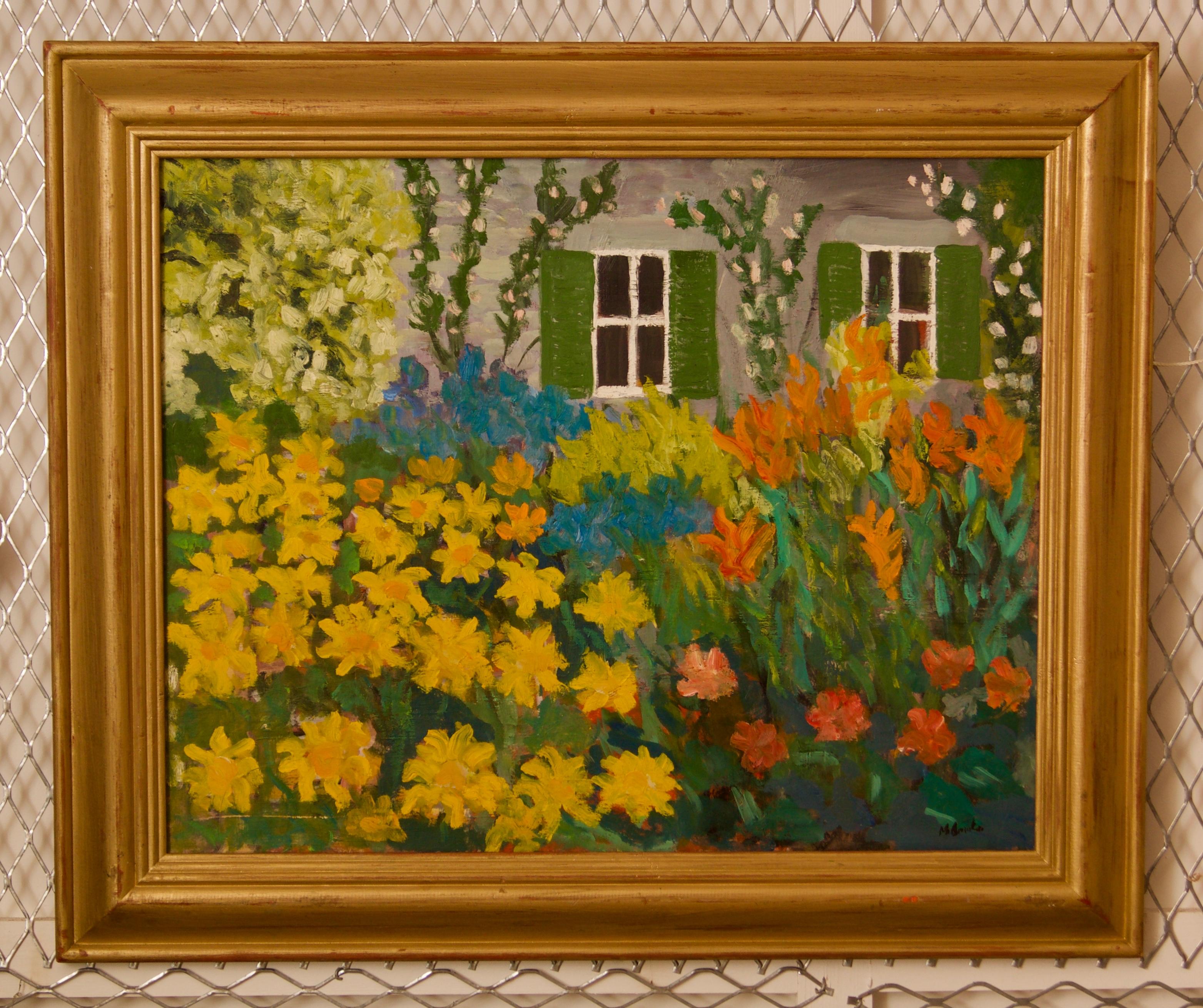 Venice - Late 20th Century Impressionist Acrylic Piece of Garden - Quirke - Painting by Michael Quirke