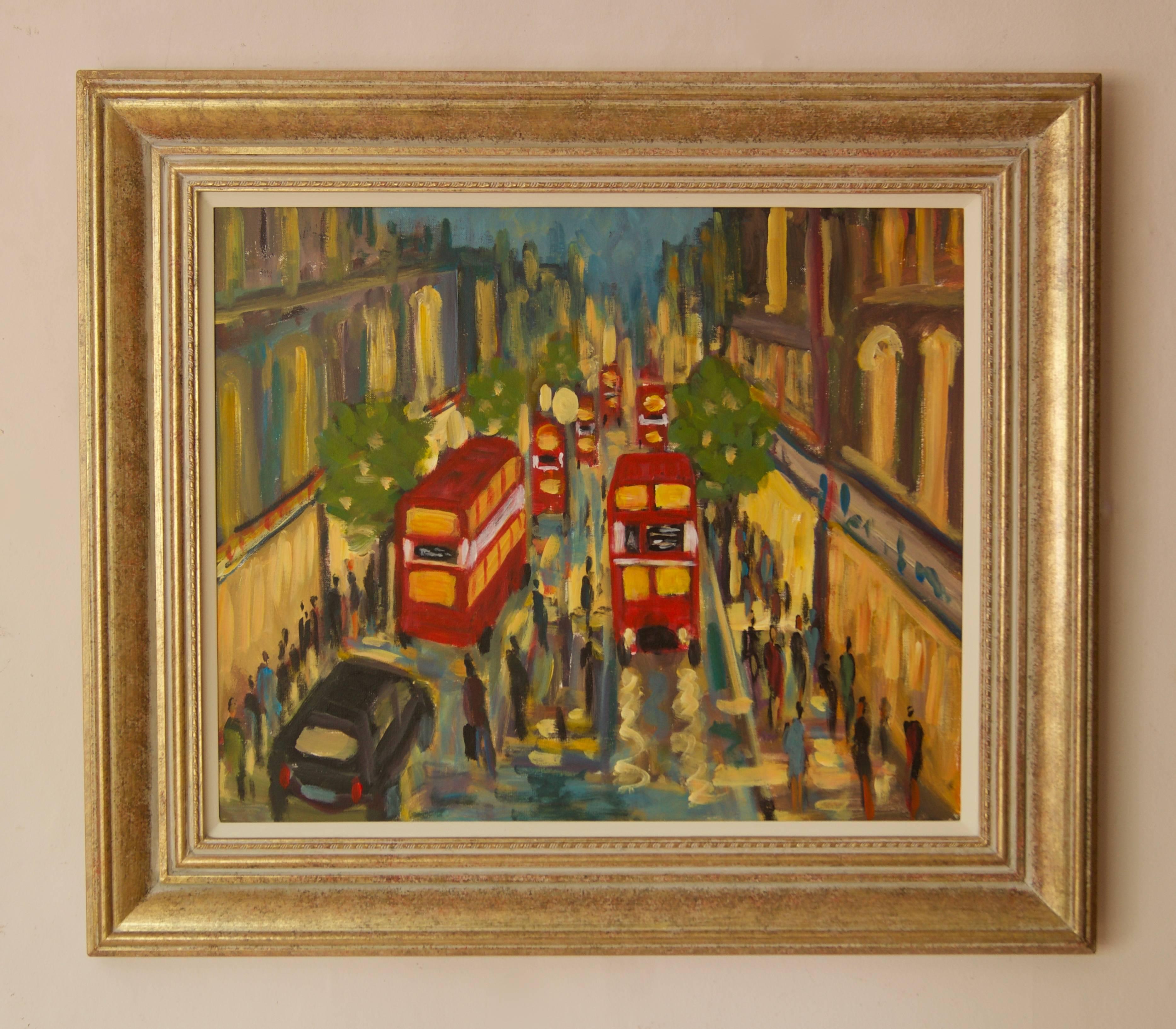 West End London - Late 20th Century Impressionist Acrylic by Michael Quirke 1