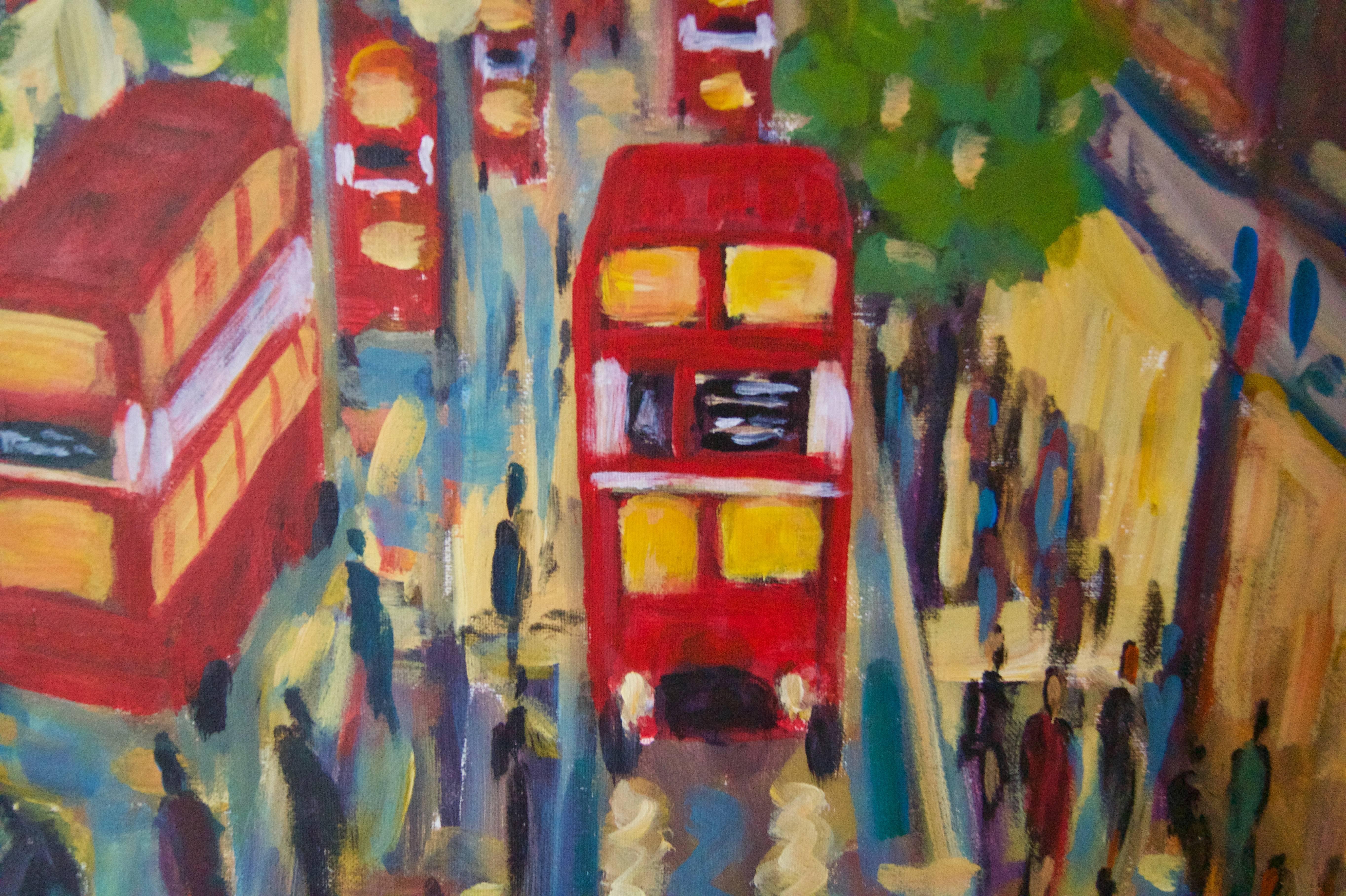 West End London - Late 20th Century Impressionist Acrylic by Michael Quirke 2