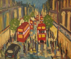 West End London - Acrylique impressionniste de la fin du 20e siècle par Michael Quirke