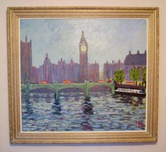 Westminster - Late 20th Century Impressionist Acrylic of London - Michael Quirke