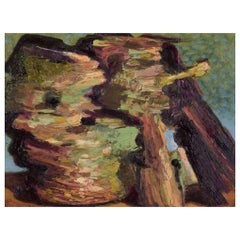 Michael Qvarsebo, listed Swedish artist. Oil on board.  Abstract composition.