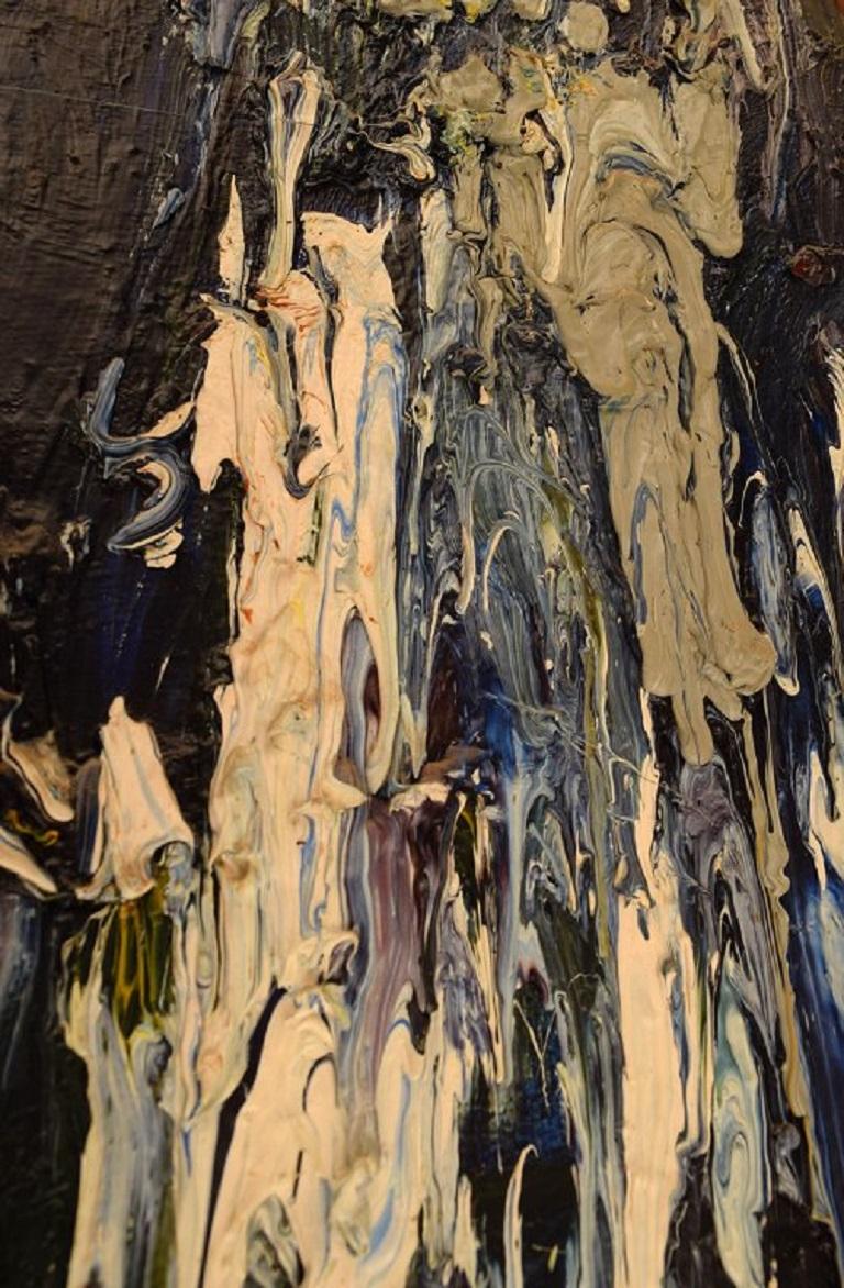 Milieu du XXe siècle Michael Qvarsebo, artiste suédois référencé, huile sur toile, composition abstraite en vente
