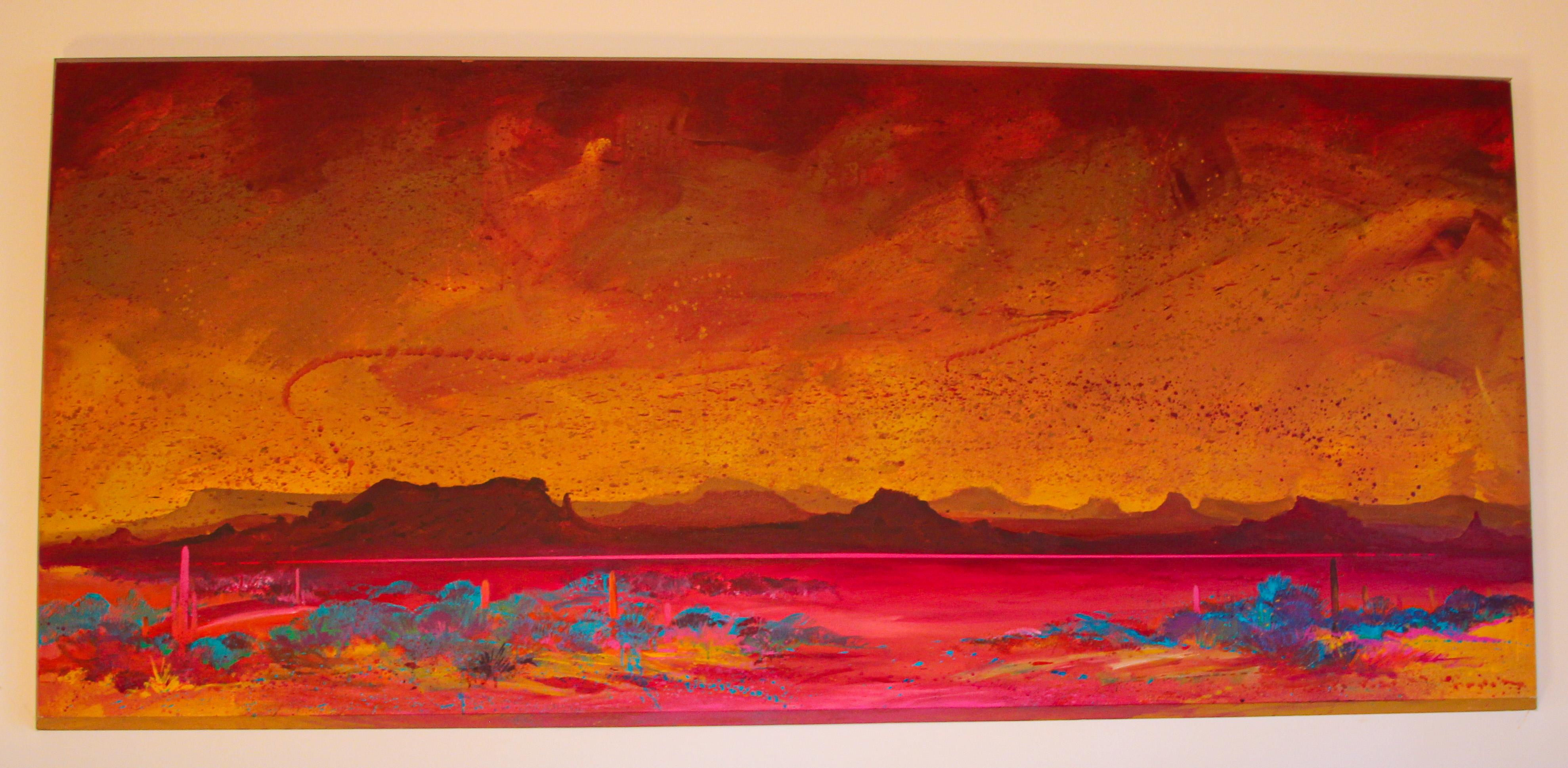 Artisanat Grande peinture d'art signée Michael Raburn « Dawsons View », paysage du sud-ouest des États-Unis en vente
