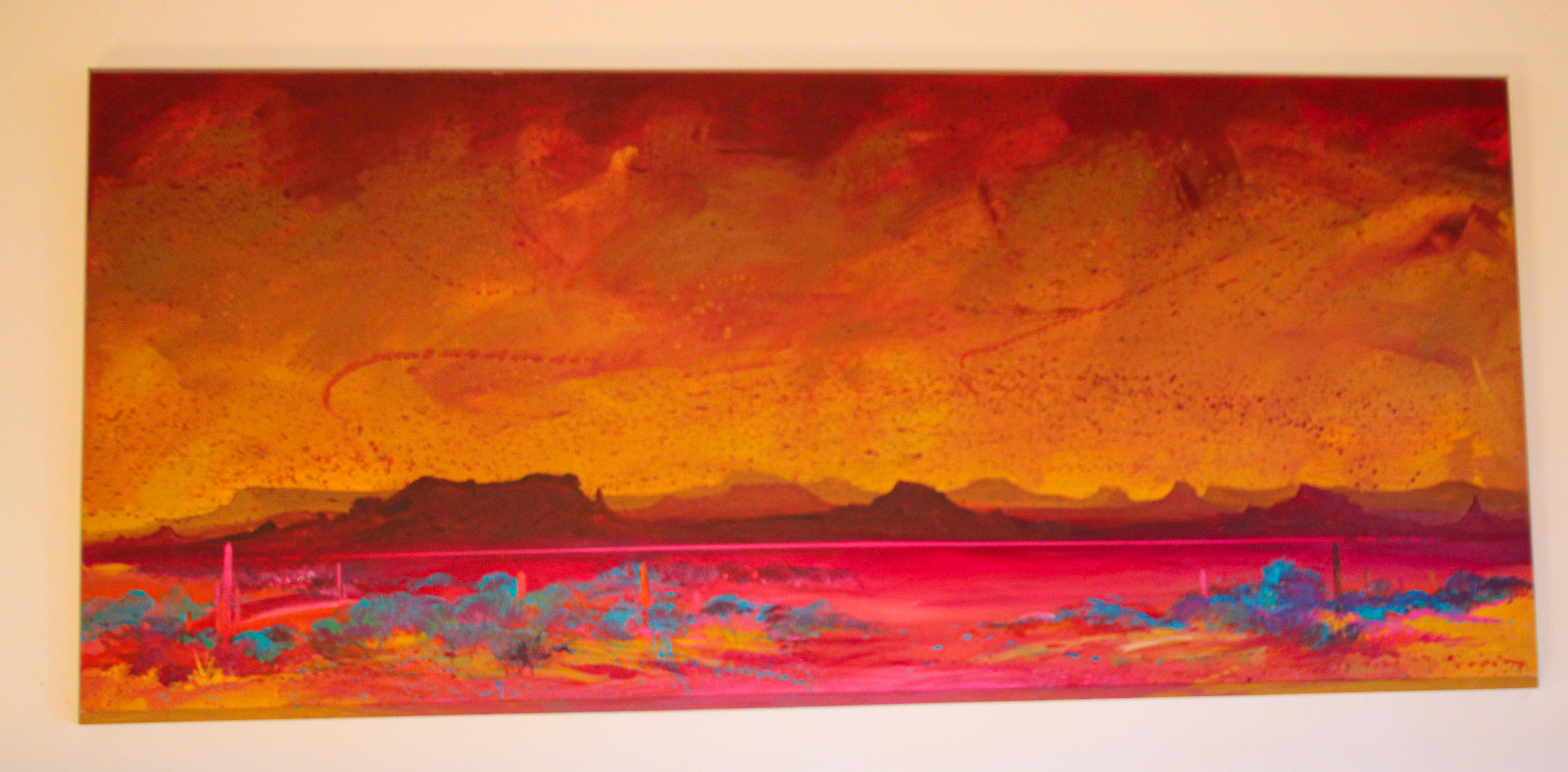 Américain Grande peinture d'art signée Michael Raburn « Dawsons View », paysage du sud-ouest des États-Unis en vente
