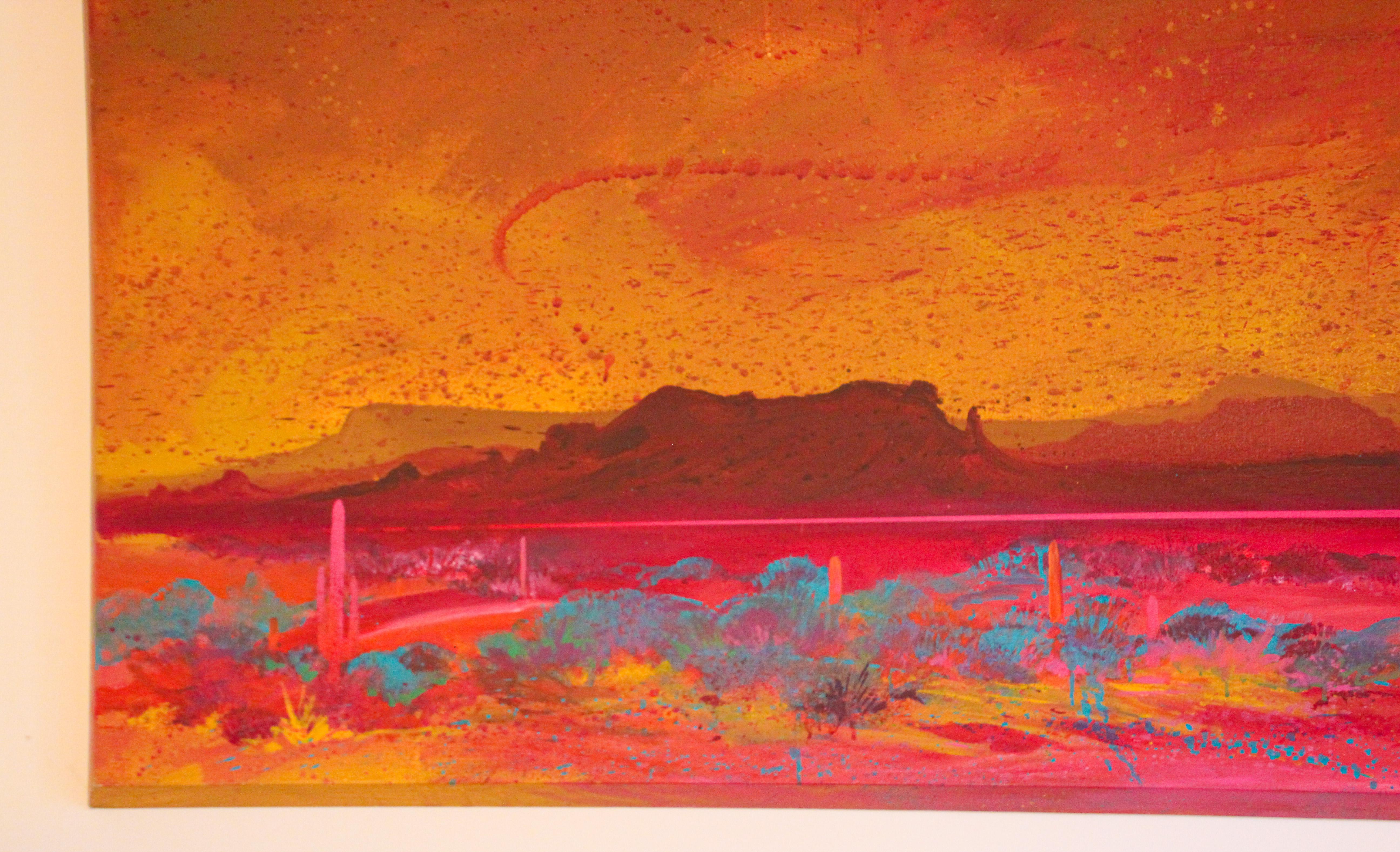 Peint à la main Grande peinture d'art signée Michael Raburn « Dawsons View », paysage du sud-ouest des États-Unis en vente