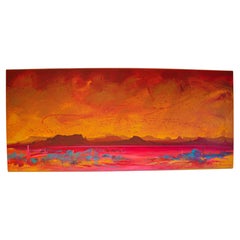 Retro Michael Raburn "Dawsons View" Southwestern Landscape Signed Large Art Painting