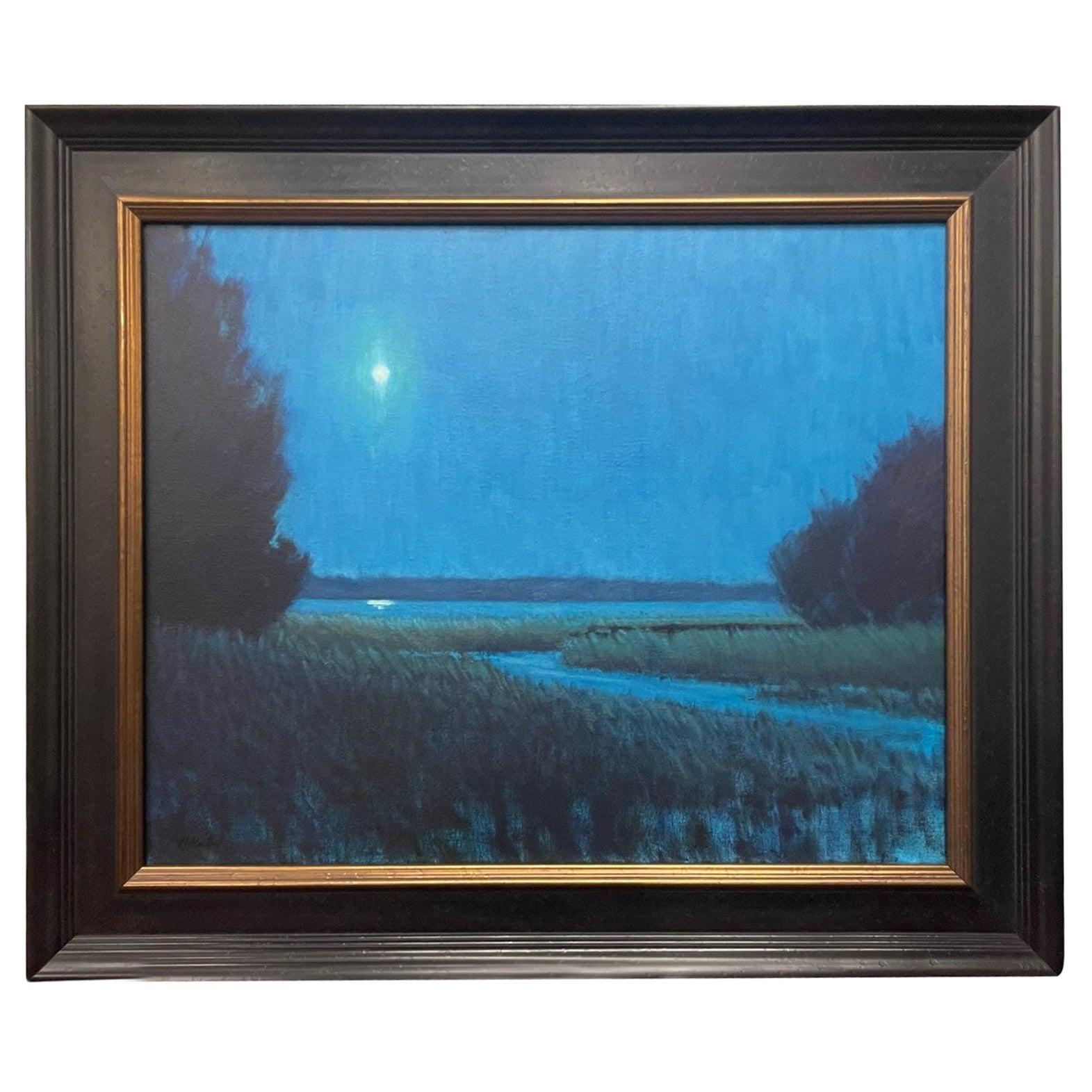 Framed Oil on Canvas "In the Still of the Night", Michael Reibel