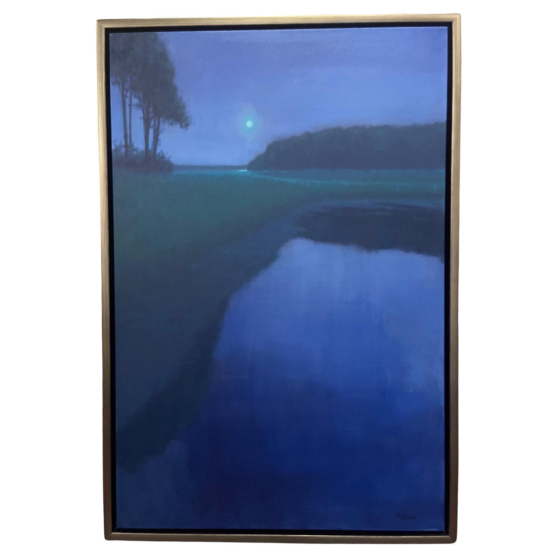 Gerahmtes Ölgemälde auf Leinwand „Nocturnal Impressions“, Michael Reibel