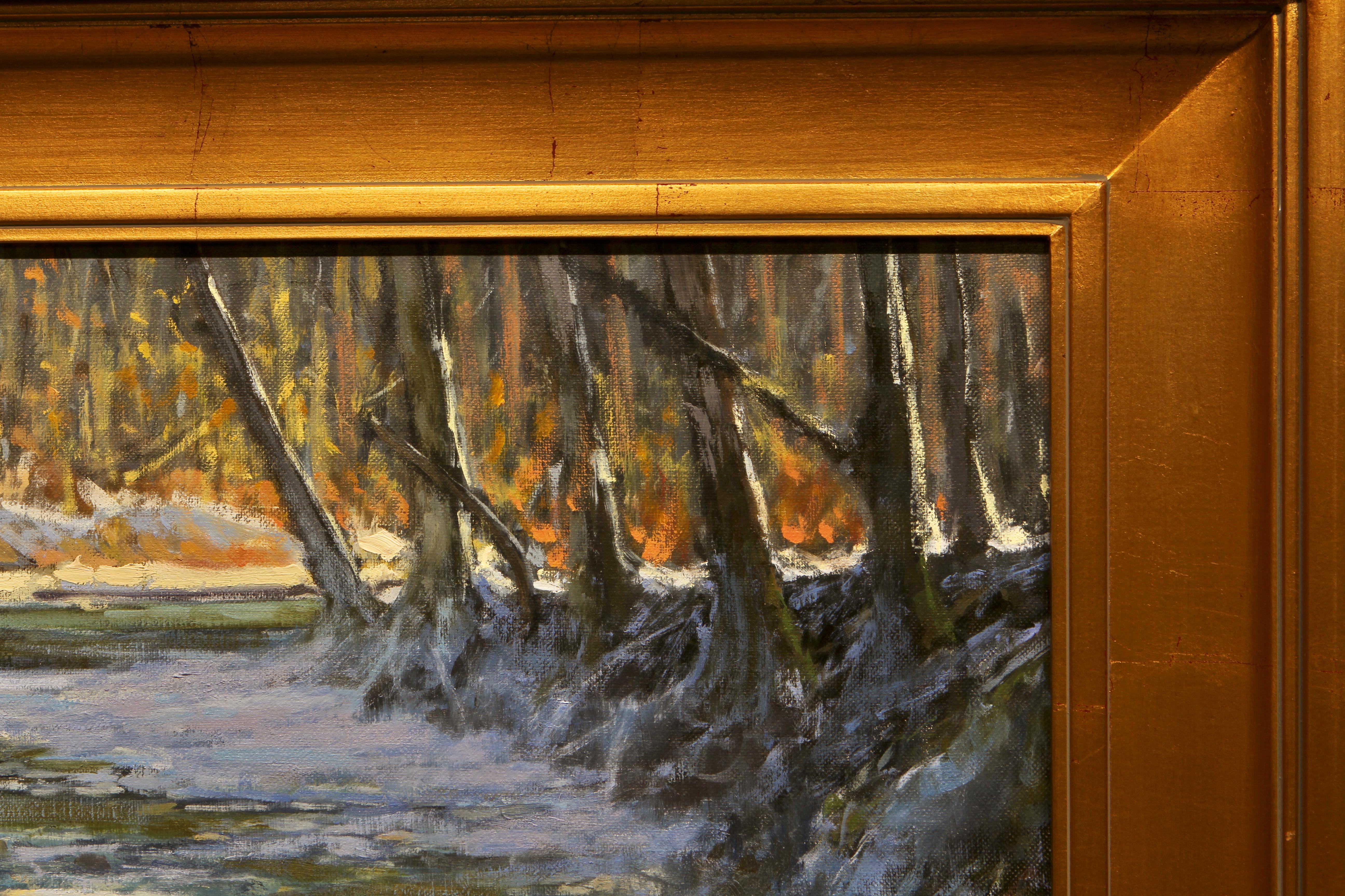Gerahmtes Ölgemälde auf Leinwand „Spring Thaw“ von Michael Reibel im Angebot 3
