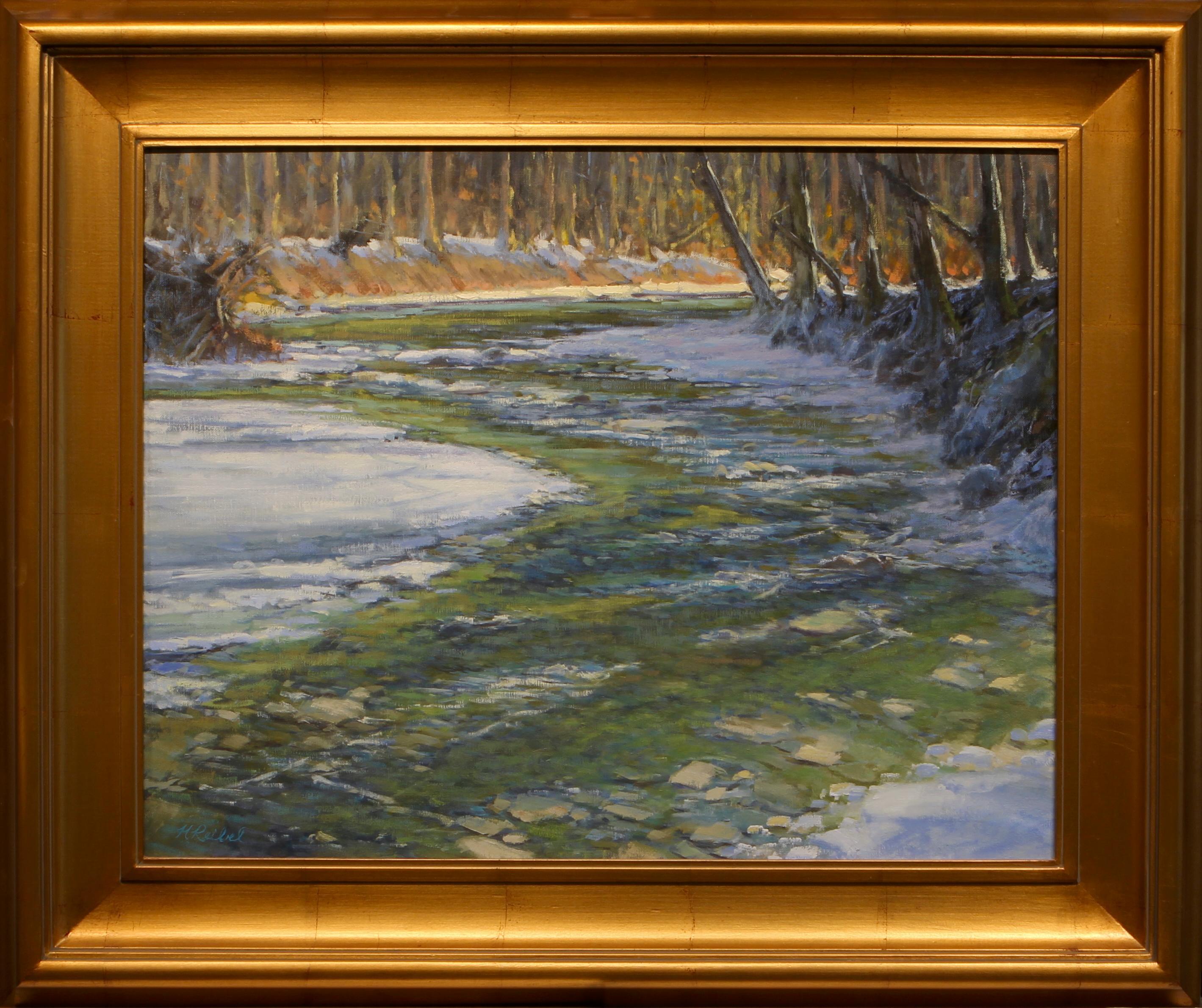 Gerahmtes Ölgemälde auf Leinwand „Spring Thaw“ von Michael Reibel im Angebot 4