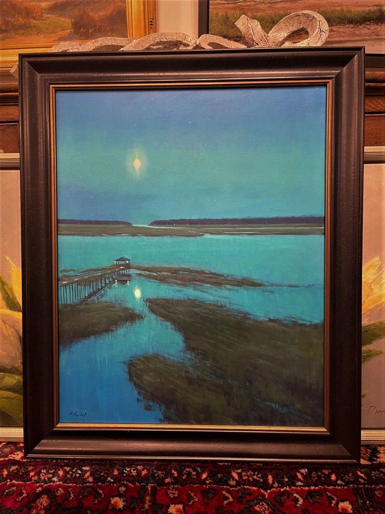 Gerahmtes Ölgemälde auf Leinwand „Starry Night in the Low Country“, Michael Reibel im Angebot 1