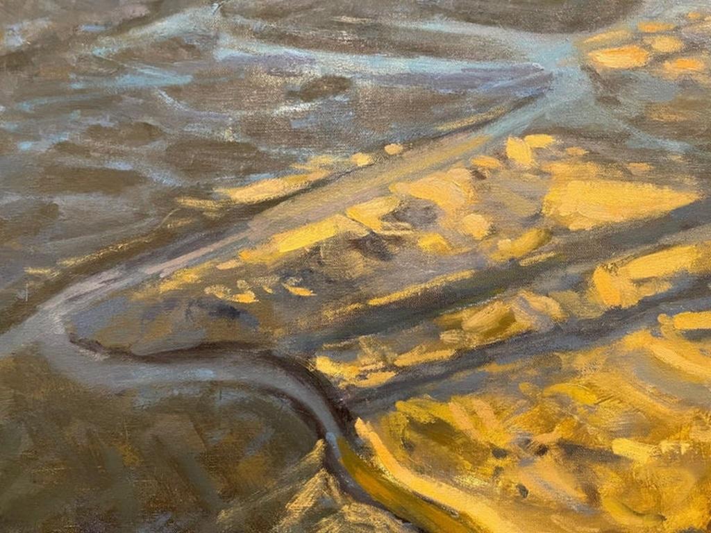 Öl auf Leinwand Gerahmtes Gemälde „Distant Island Marsh Shadows“ von Michael Reibel, Öl im Angebot 9