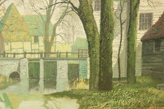"Mill Pond with Bridge" Naturalistic Landscape Painting