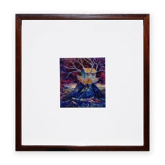 "Nature's Ark" Jewel-Toned Abstract Surrealist Painting of a Boathouse on a Tree