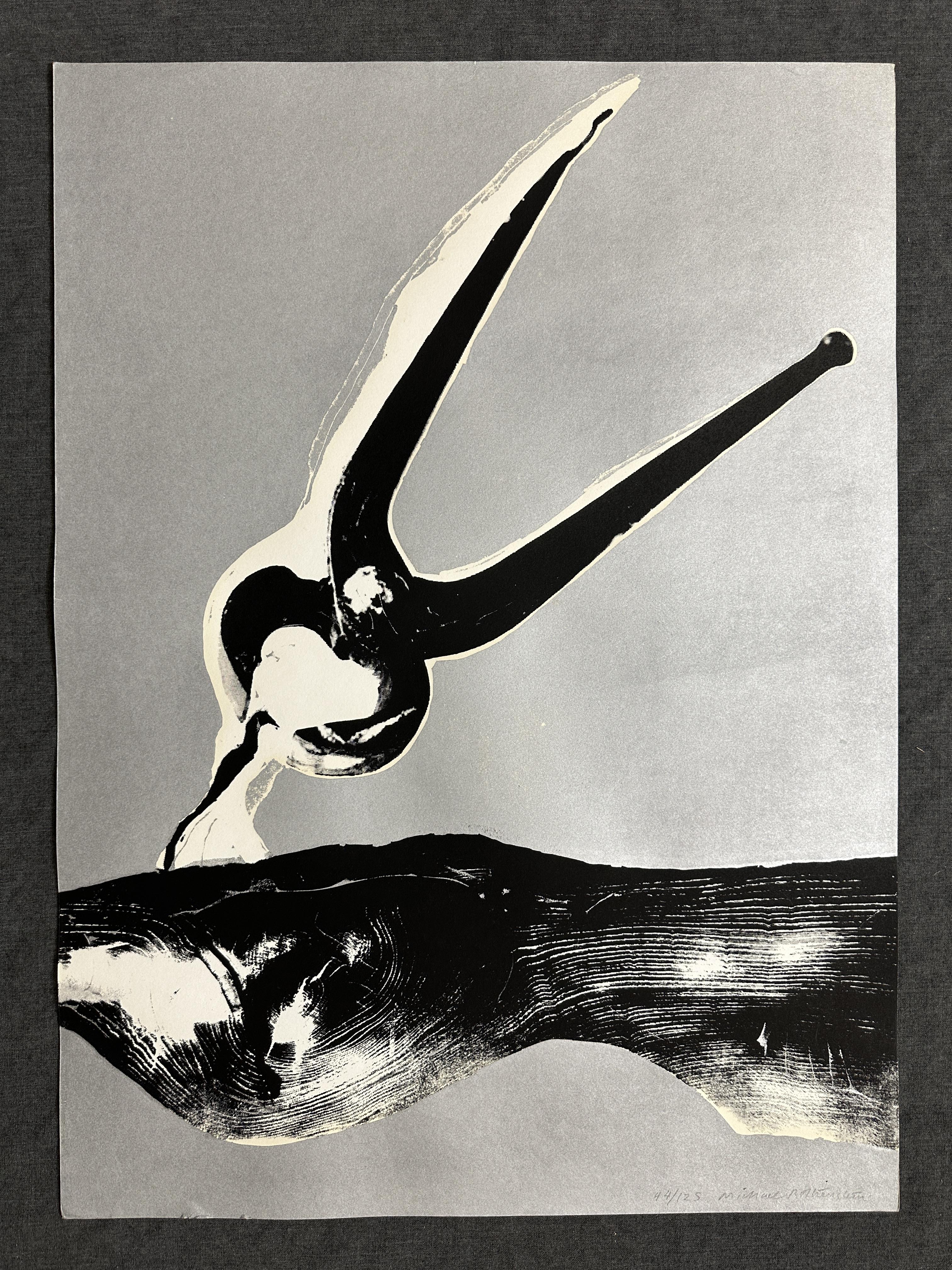 Clench 1969  linocut screen print  - Print by Michael Rothenstein, RA