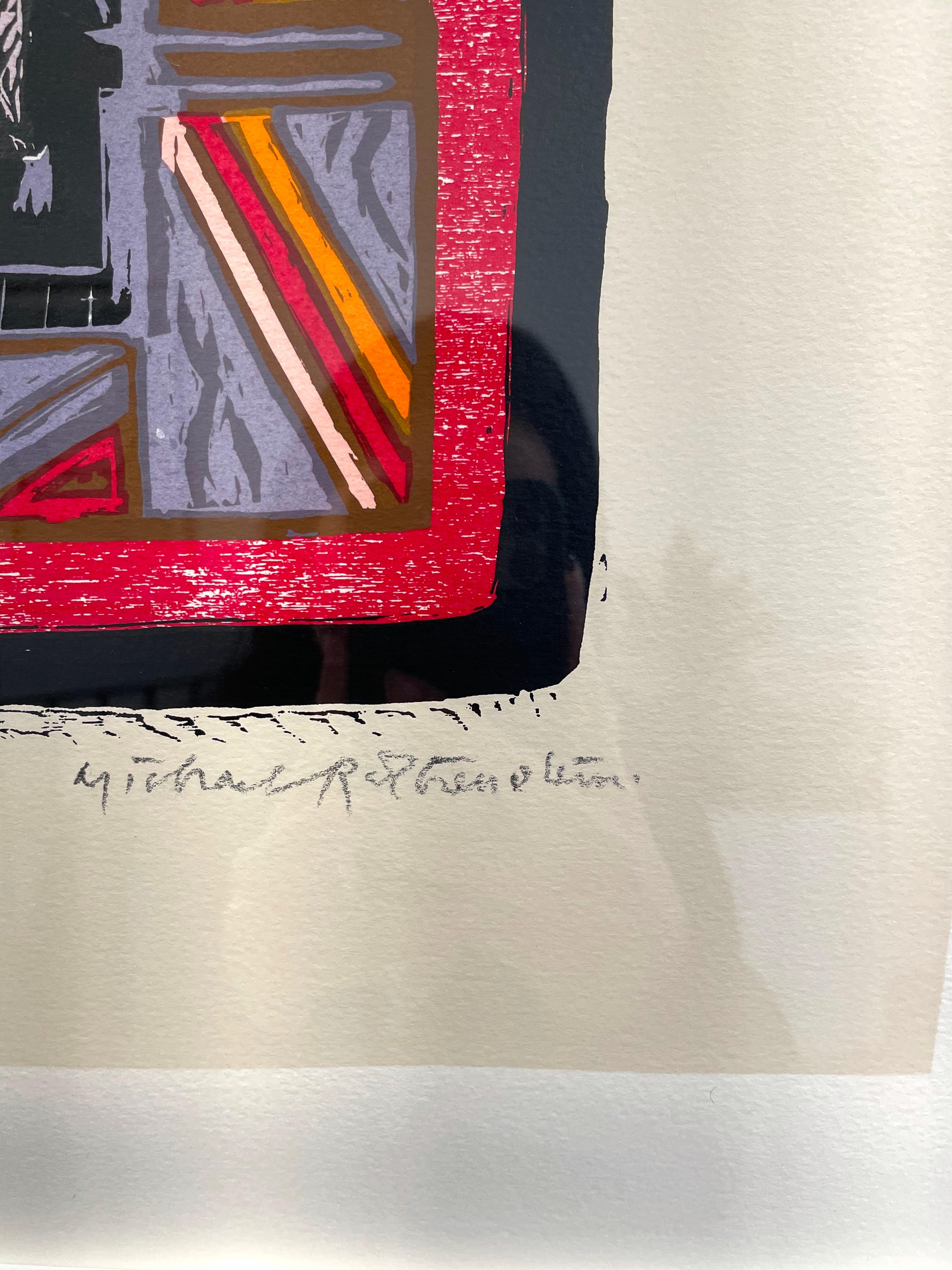 Little Zoo III - Abstract with Tiger and Parrots - Modern Print by Michael Rothenstein, RA