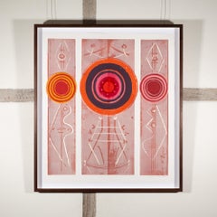 Rund Rund Rund - 20. Jahrhundert Rot, Orange + Weiß Abstrakter Druck