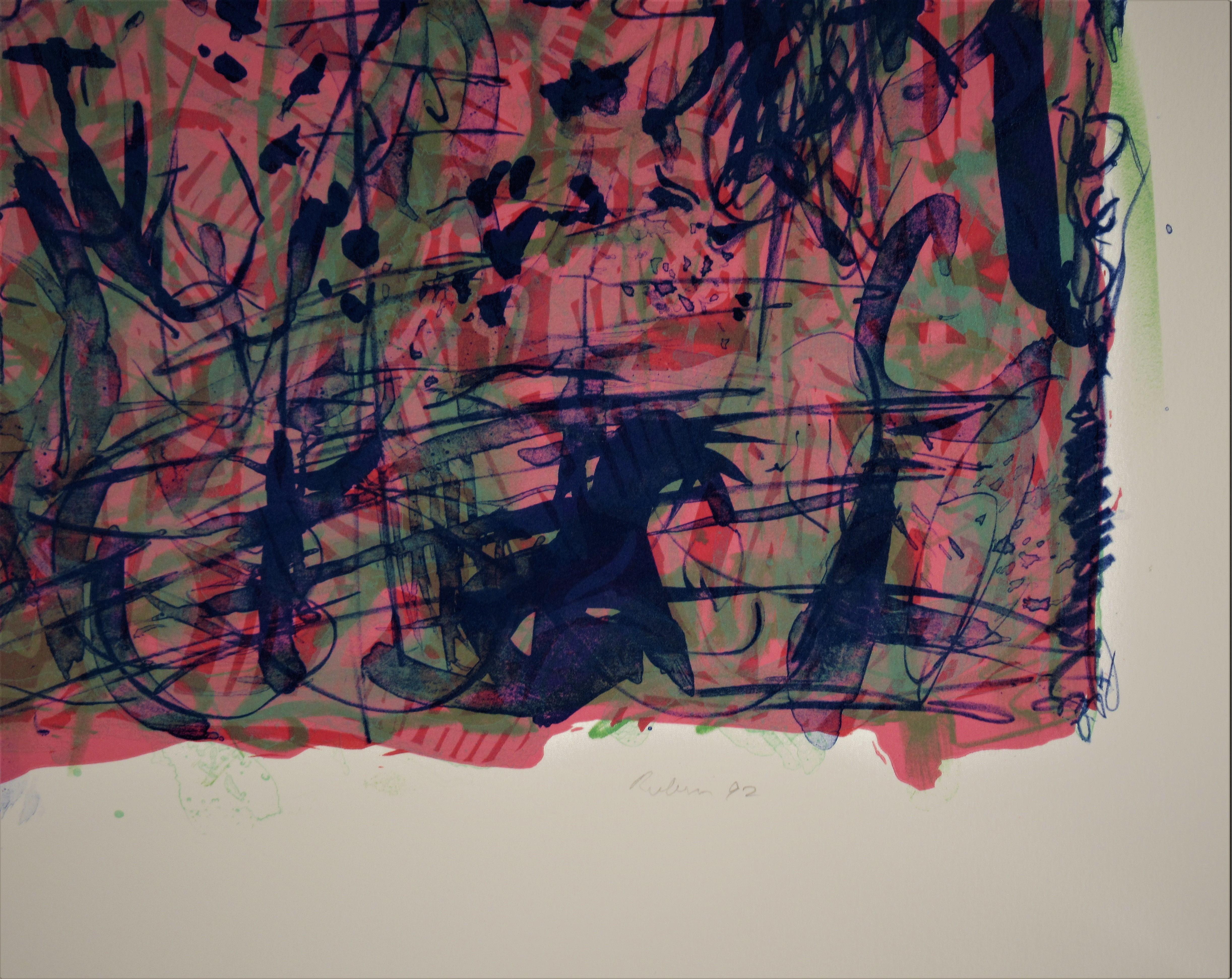 Asbury Park III - Noir Abstract Print par Michael Rubin