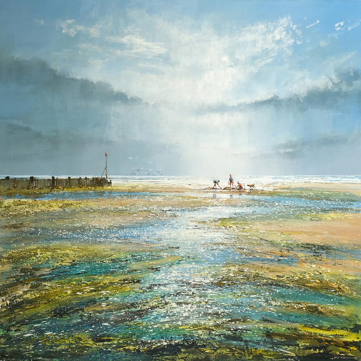 Une belle journée à la plage - peinture originale sur support mixte [2022]
original et signé à la main par l'artiste 
Acrylique et techniques mixtes
Taille de l'image : H:90 cm x L:90 cm
Taille complète de l'œuvre non encadrée : H:3,8 cm x L:90 cm x