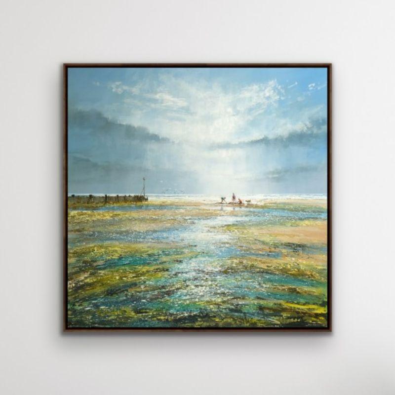 Una bella giornata in spiaggia, Michael Sanders, Pittura originale, Paesaggio marino in vendita 2