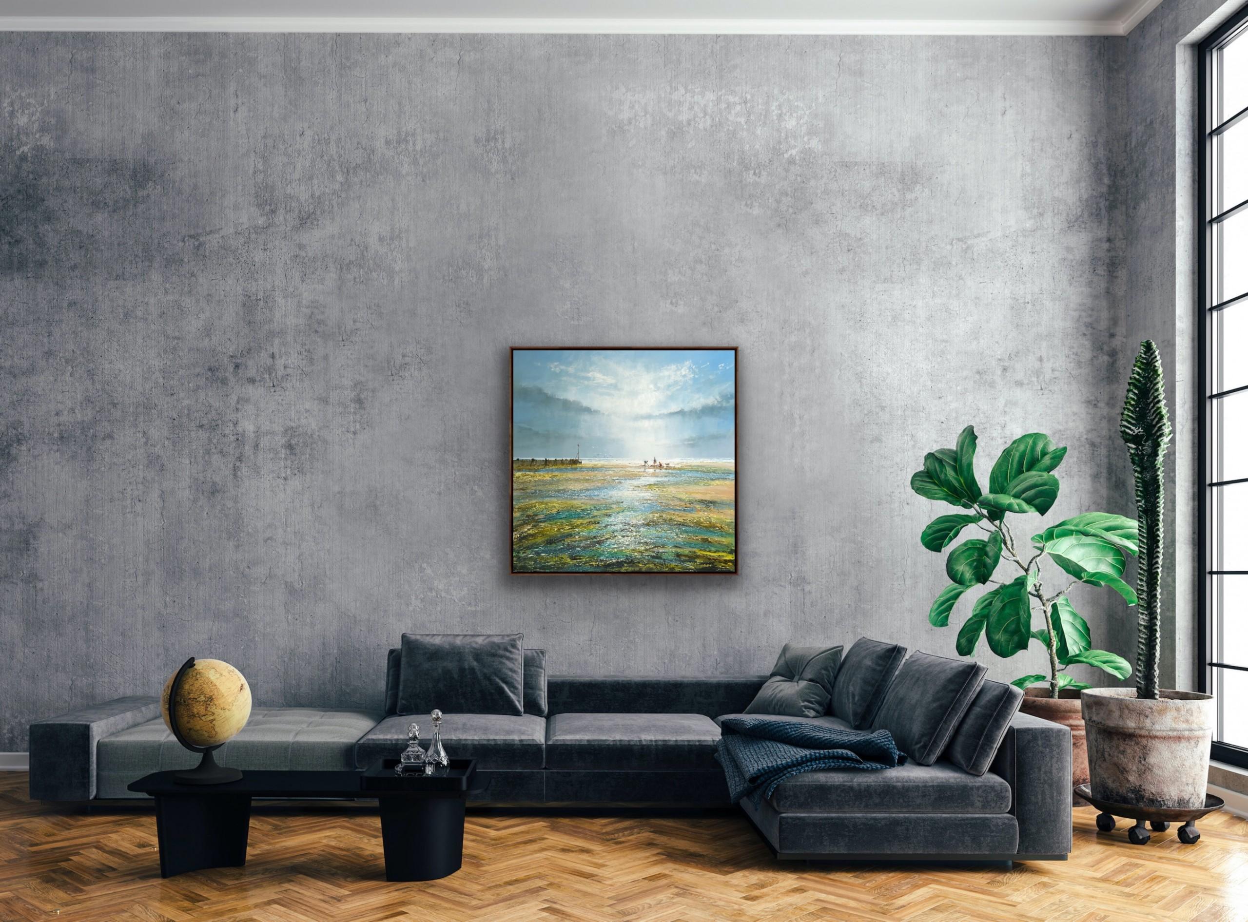 Una bella giornata in spiaggia, Michael Sanders, Pittura originale, Paesaggio marino in vendita 7