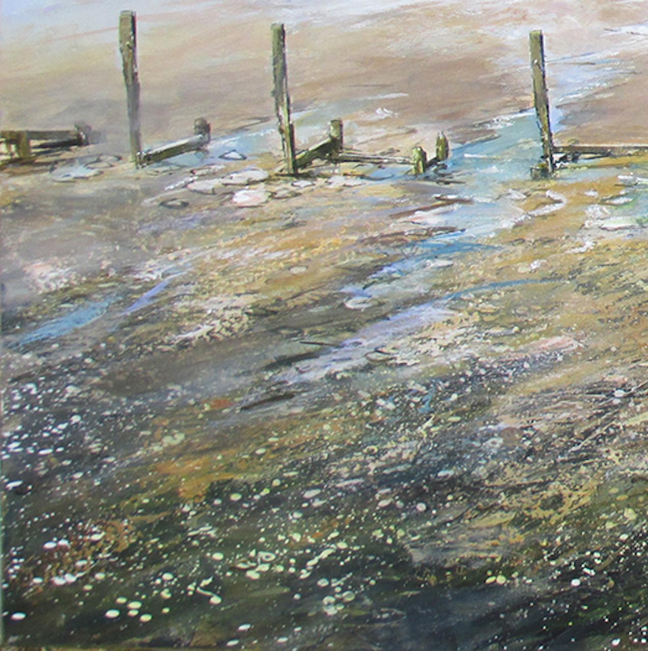 Promenade sur la plage de Sheringham, Michael Sanders, peinture originale de paysage marin moderne en vente 2