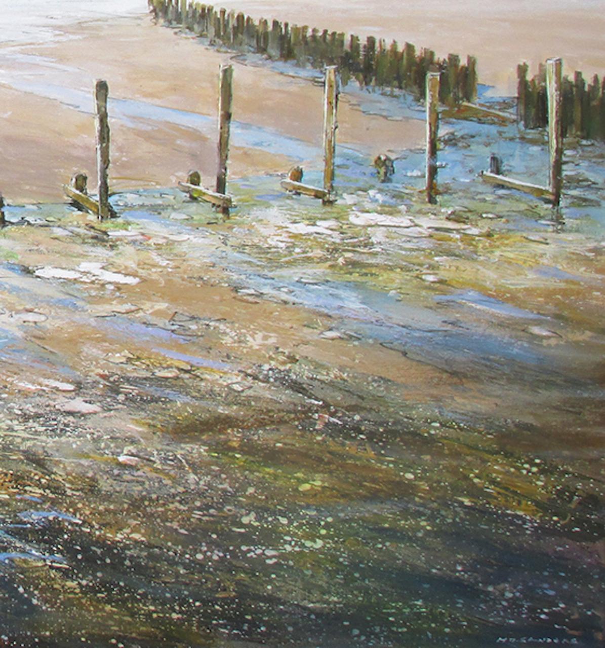 A Walk on Sheringham Beach, Michael Sanders, Original Modern Seascape Painting For Sale 1