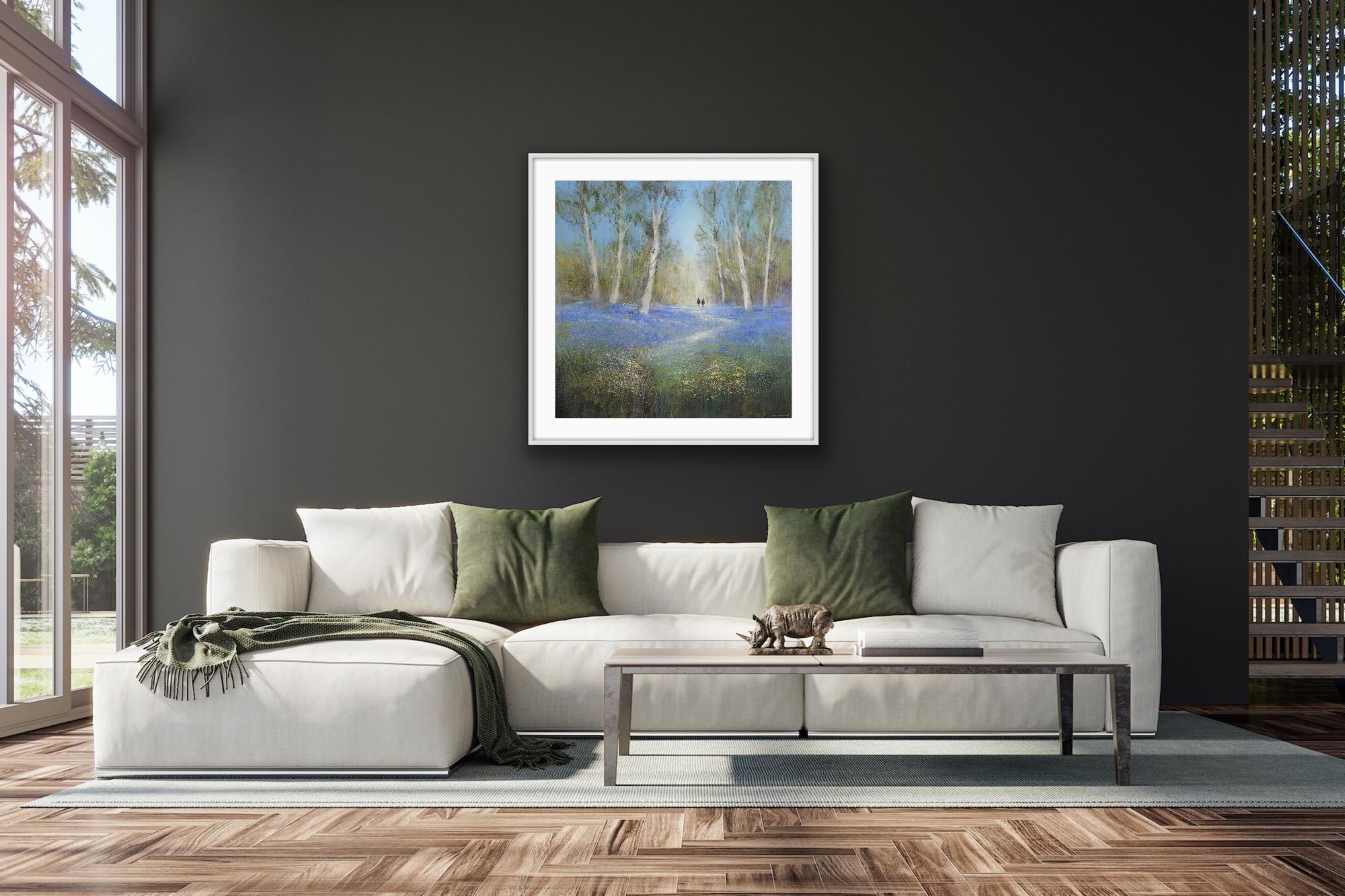 Grande estampe de paysage en édition limitée Bluebell Woods, œuvre d'art de la Forêt-Noire - Impressionnisme Mixed Media Art par Michael Sanders