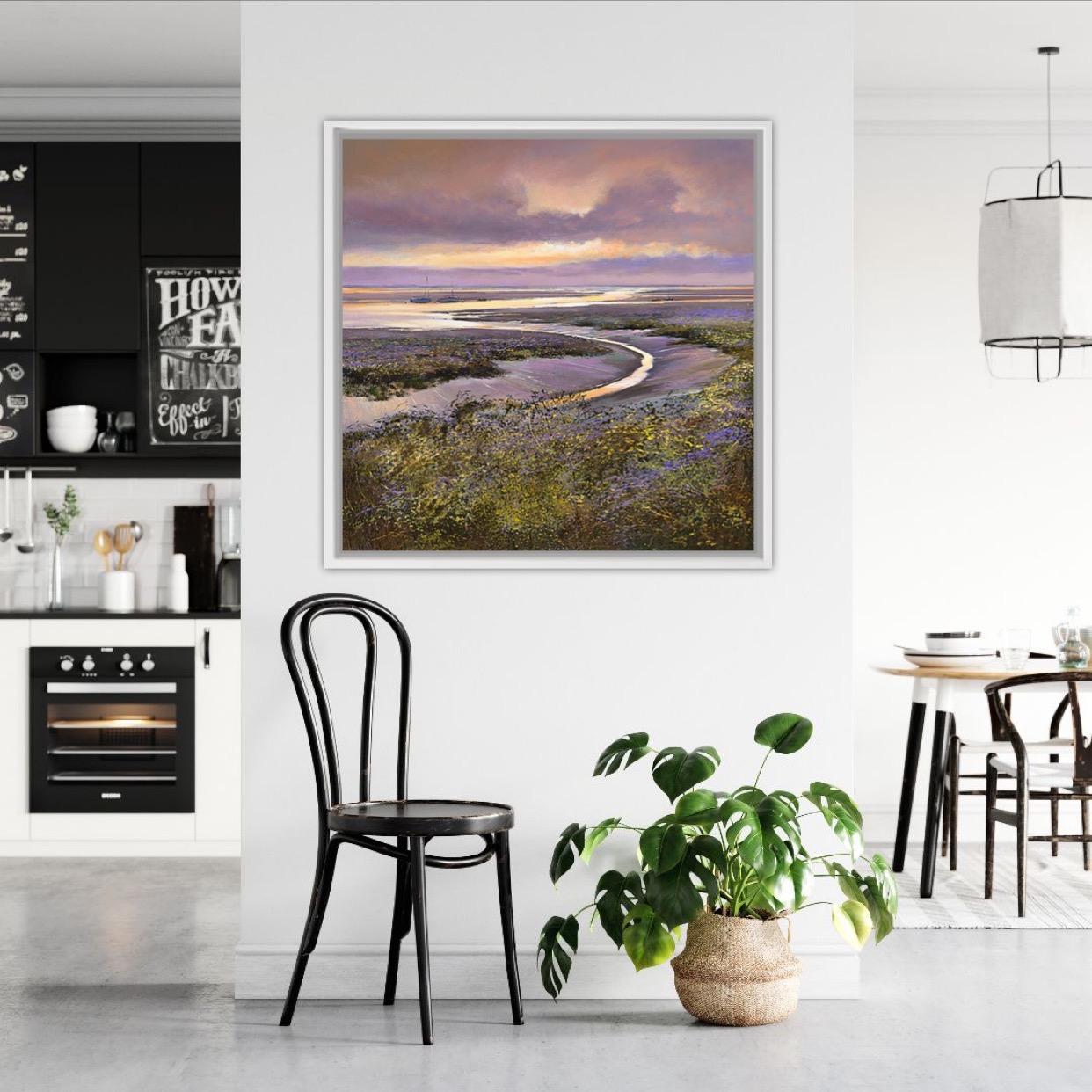 Duck at Morston, Large Canvas Print, Affordable Art, Art for sale, Landscape  - Gray Figurative Print by Michael Sanders