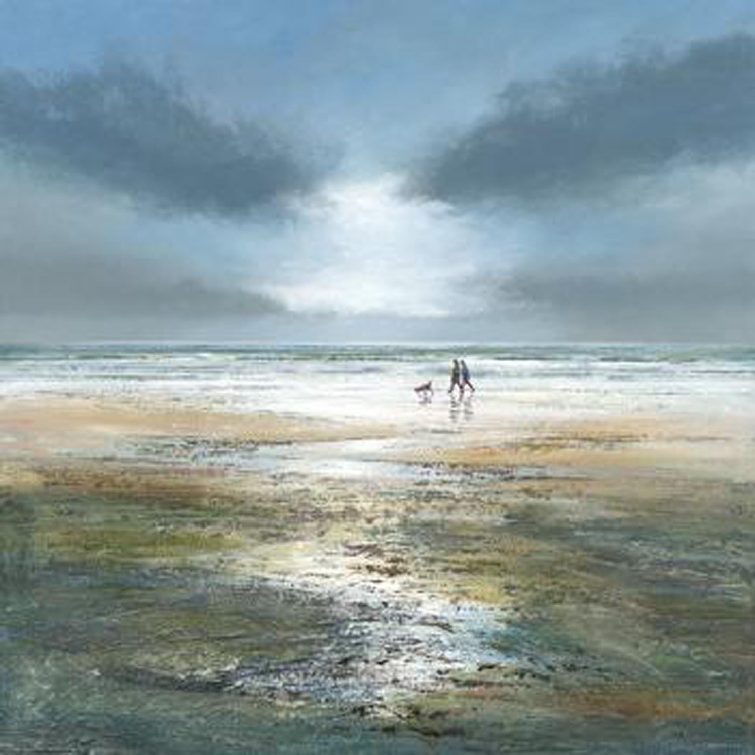Raincoats and Wellingtons - Large Canvas Print, seascape, landscape, blue - Art by Michael Sanders