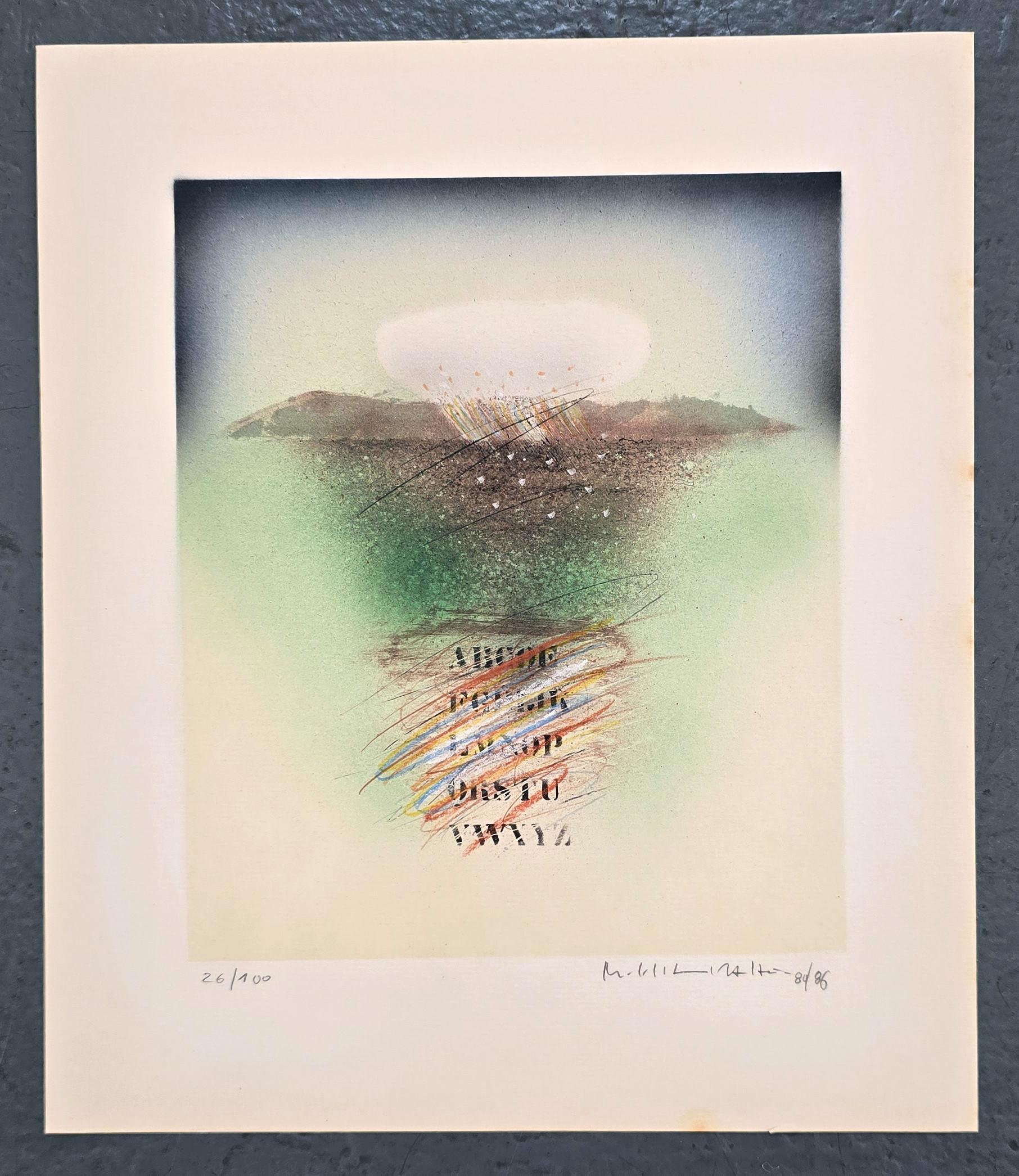 Alfabeto del paisaje (poético, mitológico, contemporáneo) - Landscape Print Beige de Michael Schmidt-Stein