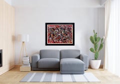 Gran óleo abstracto sobre lienzo de Michael Schofield,  Enmarcado y firmado