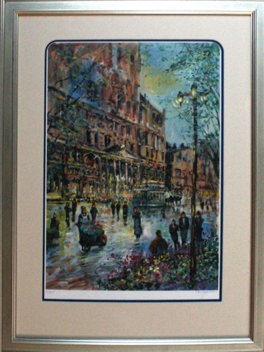 Vida parisina-Serigrafía enmarcada de edición limitada (374/675) Firmada por el artista - Print de Michael Schofield