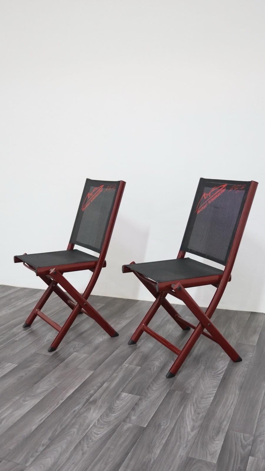 Metal Michael Schumacher Pair Of Folding Chairs Official Merchandise 2000 For Sale