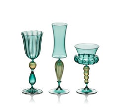 Custom Set of 15 Aqua Martini Glasses